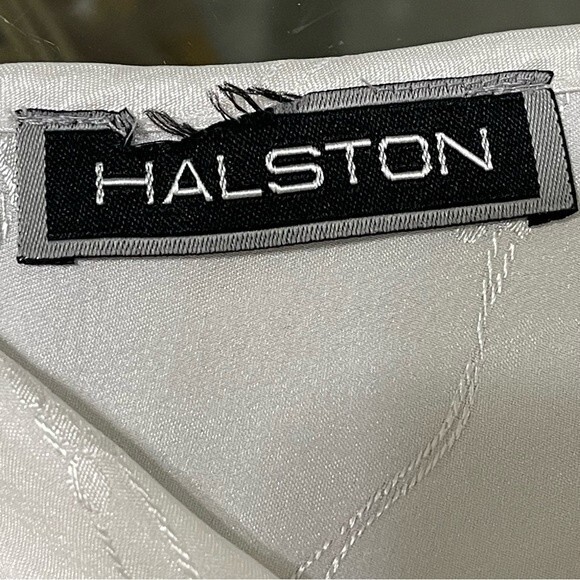 Halston Satiny Ivory White Slip Dress Adjustable Straps Coquette Feminine Size L - Picture 2 of 10